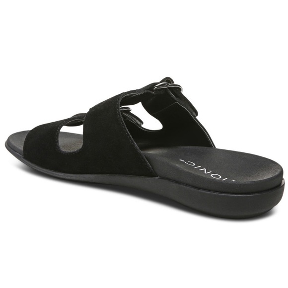Vionic Corlee 2 Strap Wide Width Women's Black Comfort Slide Sandals NWOT - Picture 3 of 7